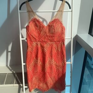 Coral Lace Bodycon Dress Akira Black Label Size S